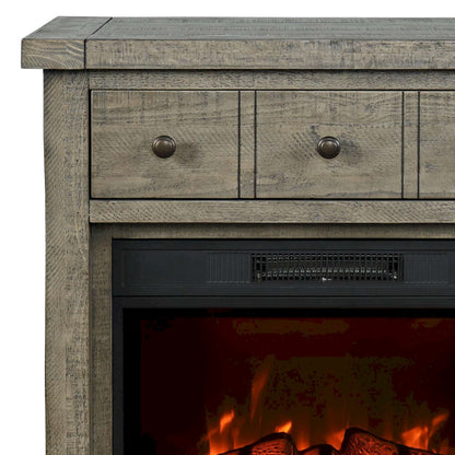 Jofran - Telluride Rustic Farmhouse Solid Wood 32in Electric Fireplace TV Stand Console in Driftwood Grey - 2230-FP32 view 5