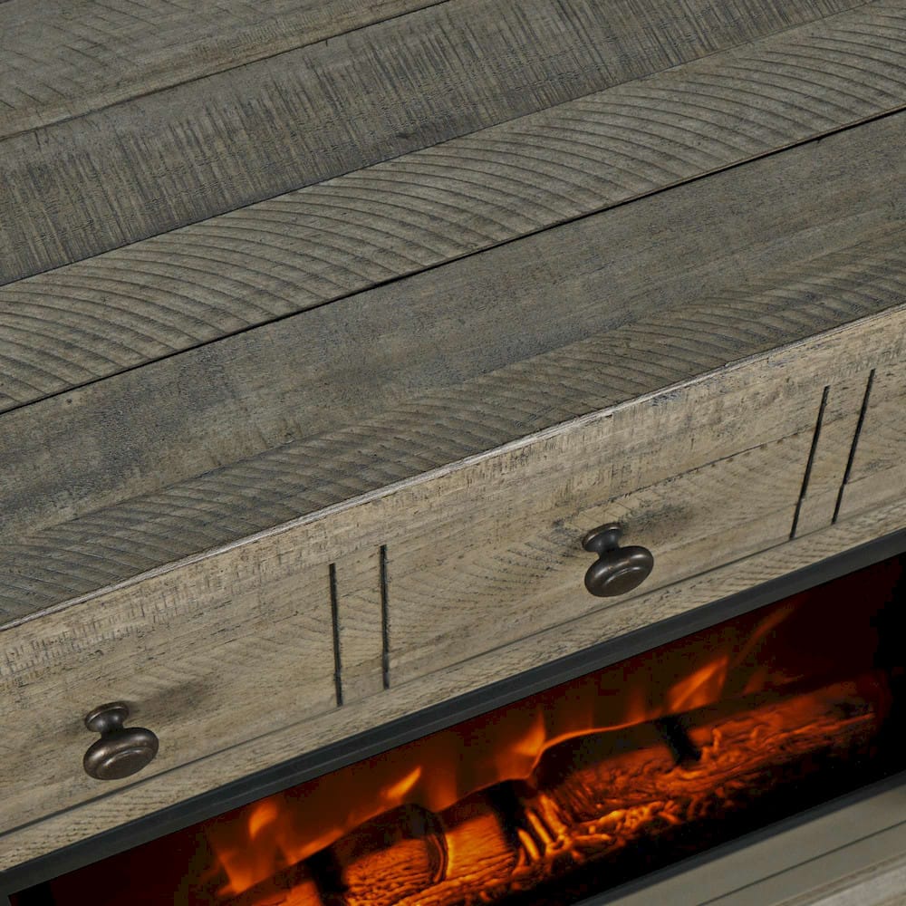 Jofran - Telluride Rustic Farmhouse Solid Wood 32in Electric Fireplace TV Stand Console in Driftwood Grey - 2230-FP32 view 6