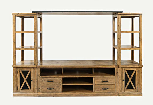 Jofran - Telluride Rustic Pine Entertainment Center with 70in TV Console - Naturally Distressed Telluride - 1802-70-2178KDKT veiw 2