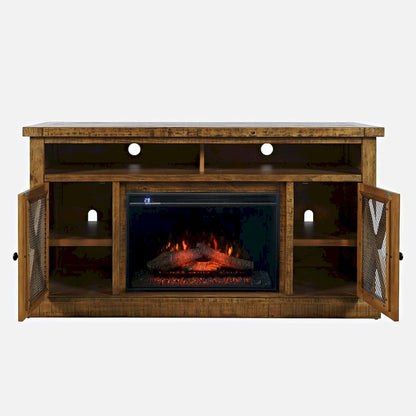 Jofran - Telluride Rustic Solid Pine 60in Storage Console TV Stand with Electric Fireplace, Gold - 1800-FP6032 view 8