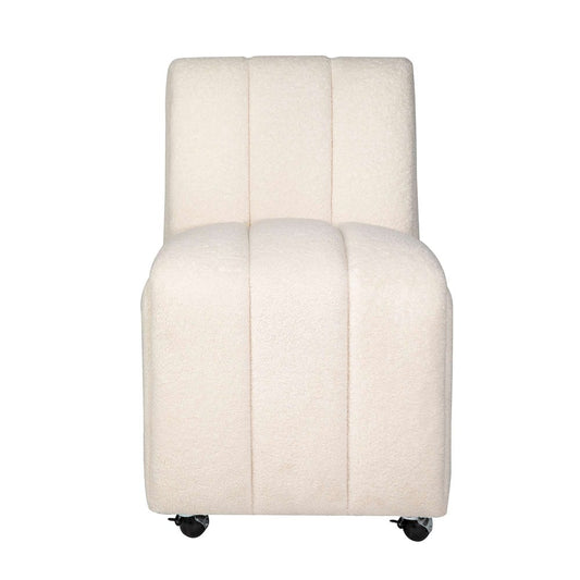 Jofran - Tess Contemporary Modern Ivory Boucle Upholstered Dining Chair with Wheels (Set of 2) Natural Ivory - 2271-TESSCHNAT view 1