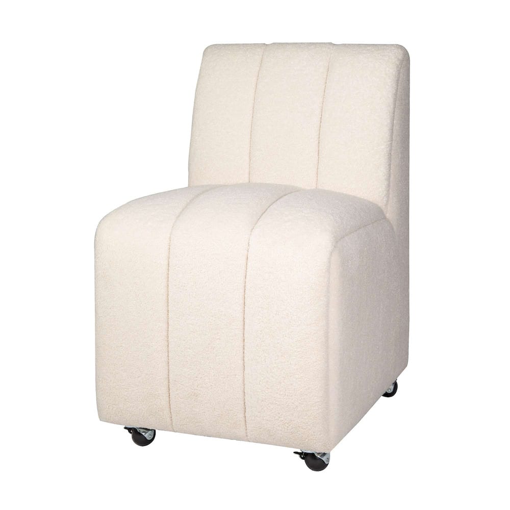 Jofran - Tess Contemporary Modern Ivory Boucle Upholstered Dining Chair with Wheels (Set of 2) Natural Ivory - 2271-TESSCHNAT view 2