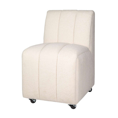 Jofran - Tess Contemporary Modern Ivory Boucle Upholstered Dining Chair with Wheels (Set of 2) Natural Ivory - 2271-TESSCHNAT view 2