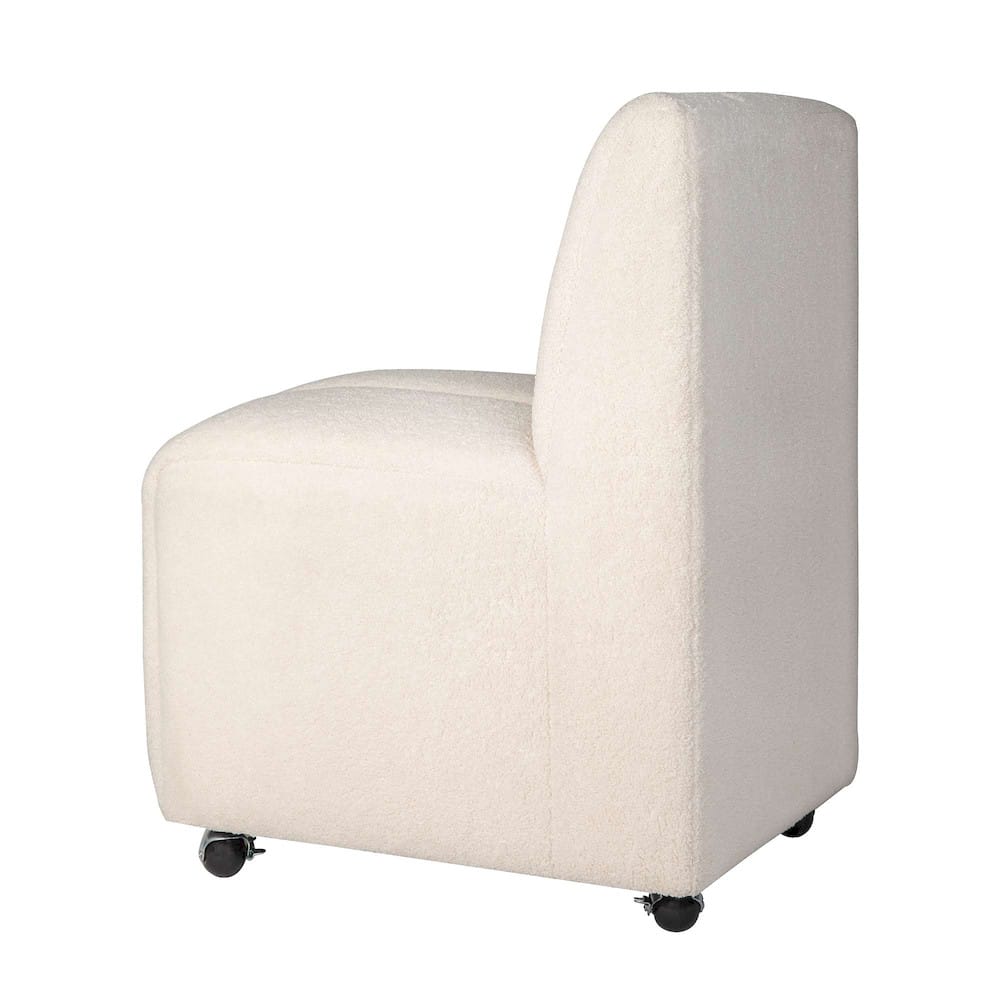 Jofran - Tess Contemporary Modern Ivory Boucle Upholstered Dining Chair with Wheels (Set of 2) Natural Ivory - 2271-TESSCHNAT view 3