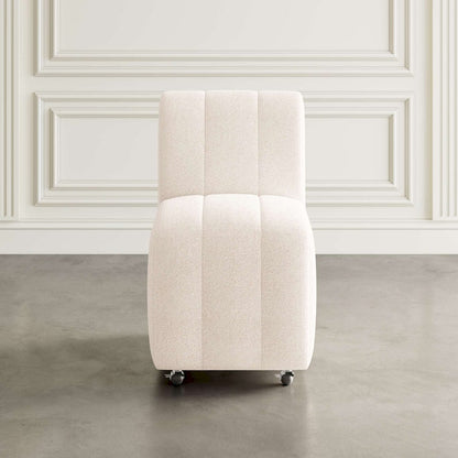 Jofran - Tess Contemporary Modern Ivory Boucle Upholstered Dining Chair with Wheels (Set of 2) Natural Ivory - 2271-TESSCHNAT view 5