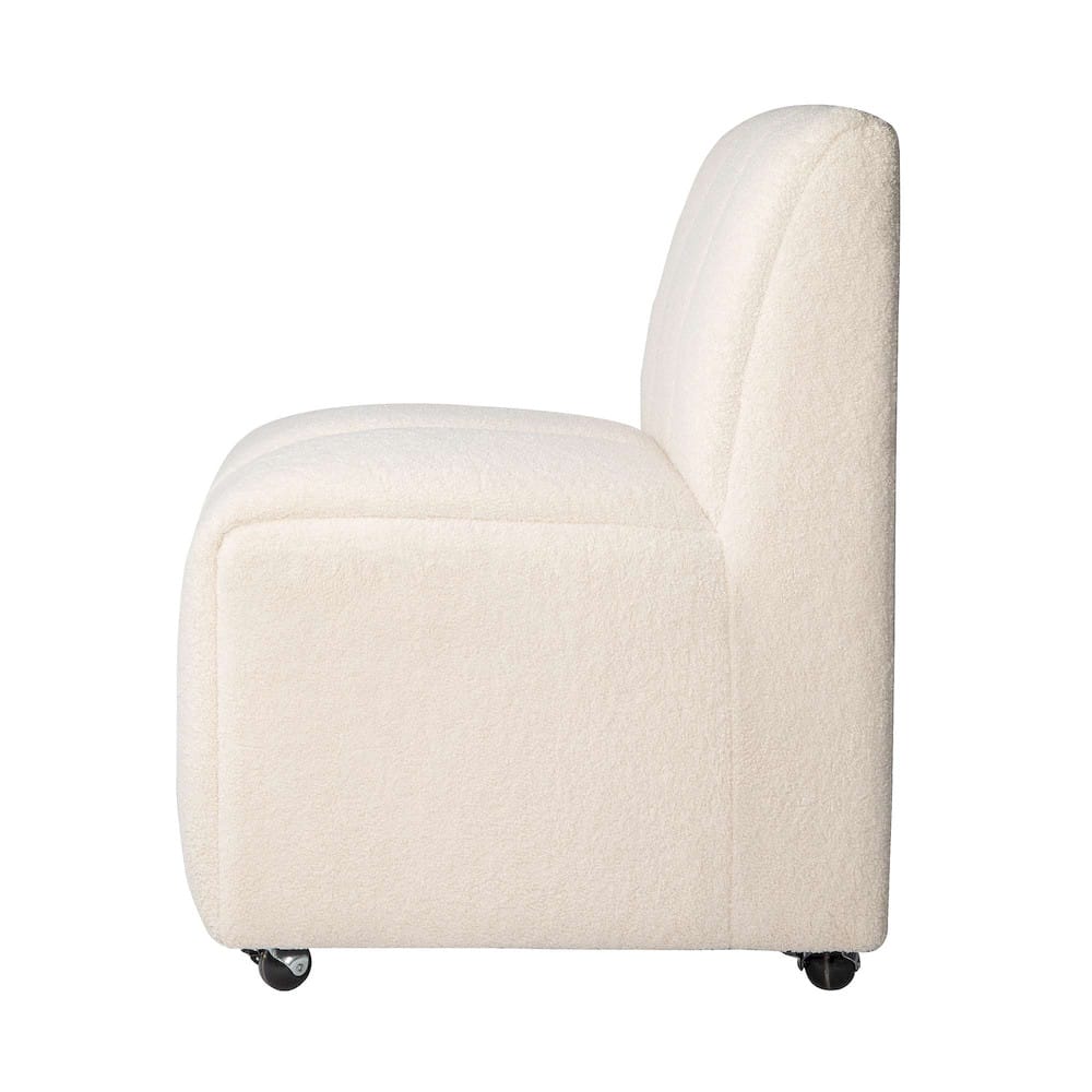 Jofran - Tess Contemporary Modern Ivory Boucle Upholstered Dining Chair with Wheels (Set of 2) Natural Ivory - 2271-TESSCHNAT view 8