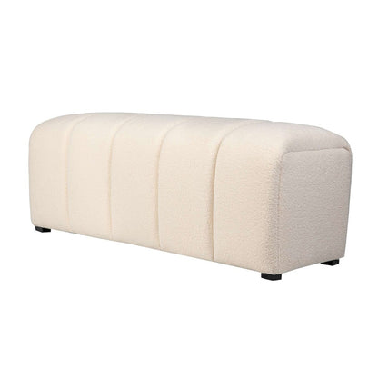 Jofran - Tess Contemporary Modern Ivory Boucle Upholstered Plush Bench, Natural Cream - 2271-TESSBNNAT view 2