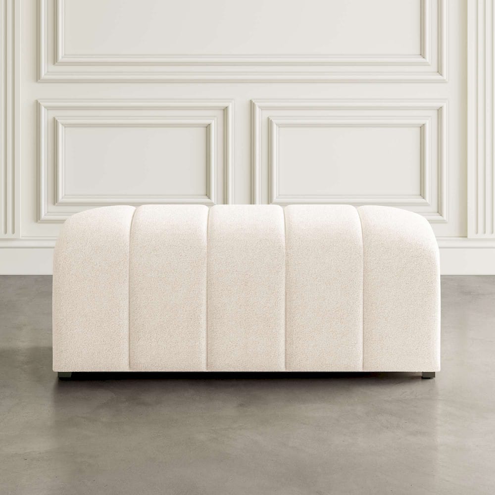 Jofran - Tess Contemporary Modern Ivory Boucle Upholstered Plush Bench, Natural Cream - 2271-TESSBNNAT view 4