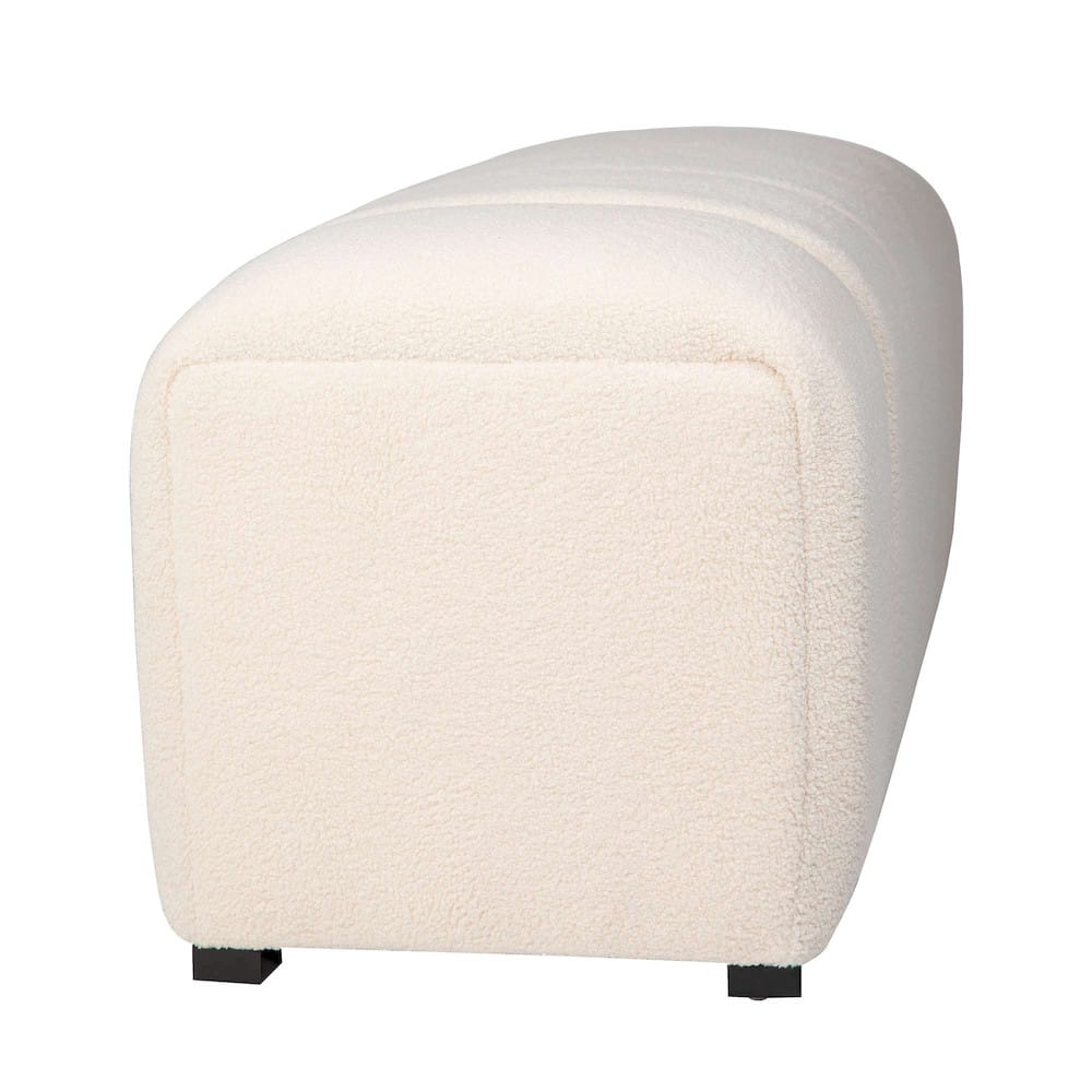 Jofran - Tess Contemporary Modern Ivory Boucle Upholstered Plush Bench, Natural Cream - 2271-TESSBNNAT view 6