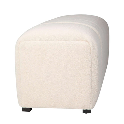 Jofran - Tess Contemporary Modern Ivory Boucle Upholstered Plush Bench, Natural Cream - 2271-TESSBNNAT view 6