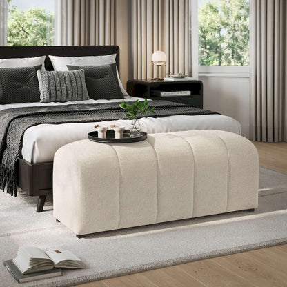 Jofran - Tess Contemporary Modern Ivory Boucle Upholstered Plush Bench, Natural Cream - 2271-TESSBNNAT view 7