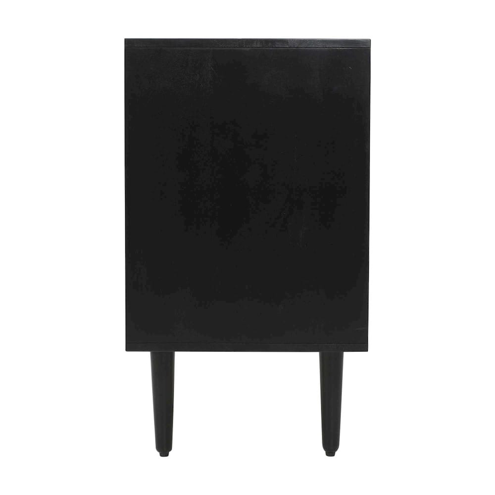 Jofran - Trent 42in Solid Wood Carved Modern Rustic Woven Sideboard Accent Cabinet with Storage - Black - 2487-42 view 4