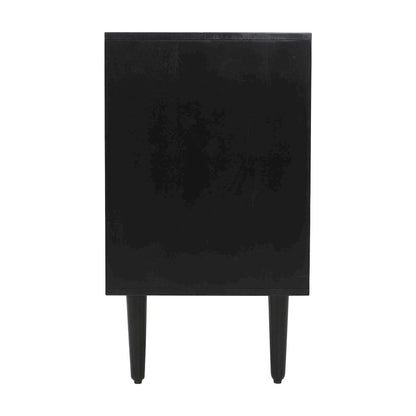 Jofran - Trent 42in Solid Wood Carved Modern Rustic Woven Sideboard Accent Cabinet with Storage - Black - 2487-42 view 4