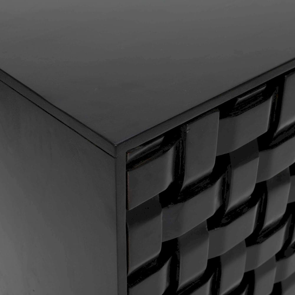 Jofran - Trent 42in Solid Wood Carved Modern Rustic Woven Sideboard Accent Cabinet with Storage - Black - 2487-42 view 5