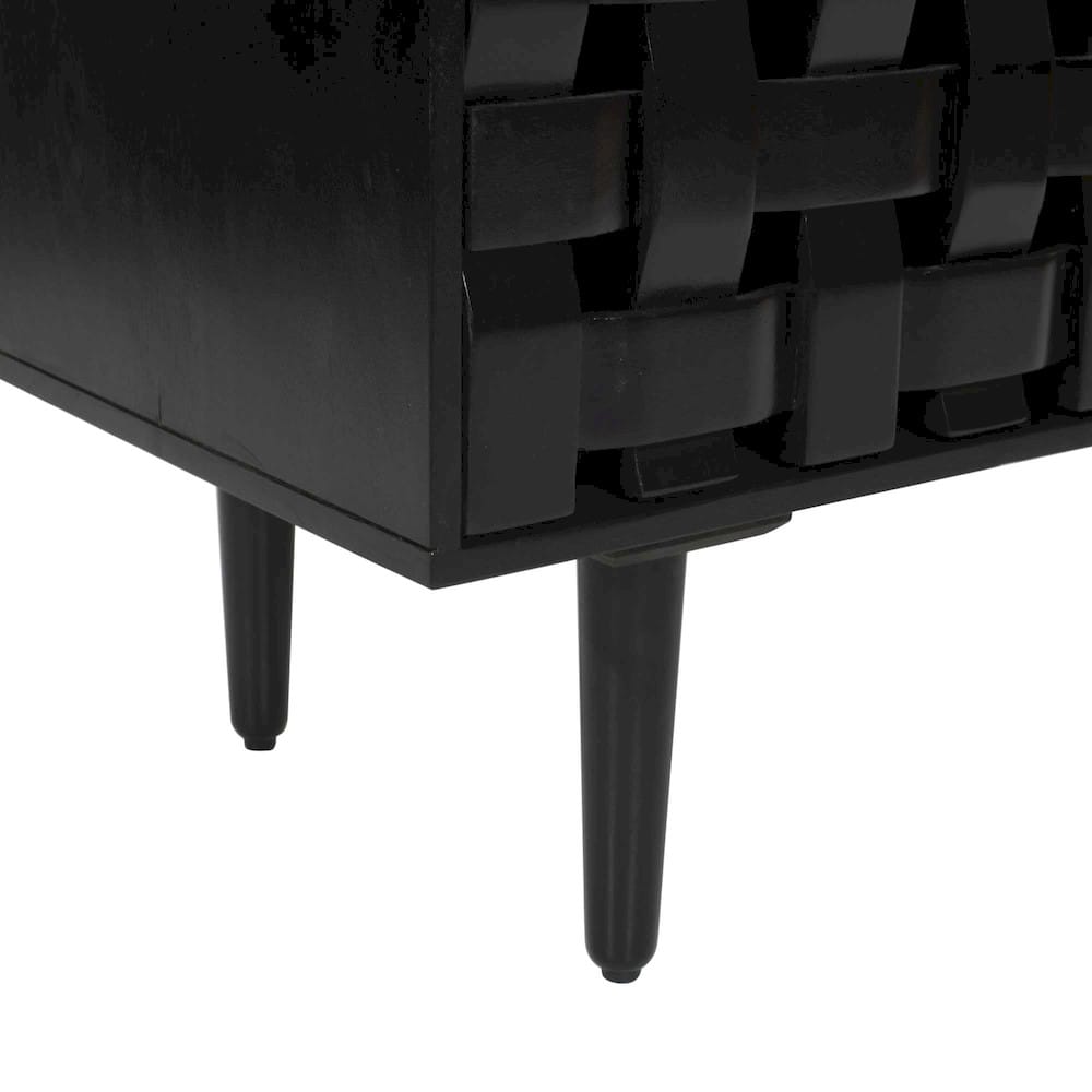 Jofran - Trent 42in Solid Wood Carved Modern Rustic Woven Sideboard Accent Cabinet with Storage - Black - 2487-42 view 6