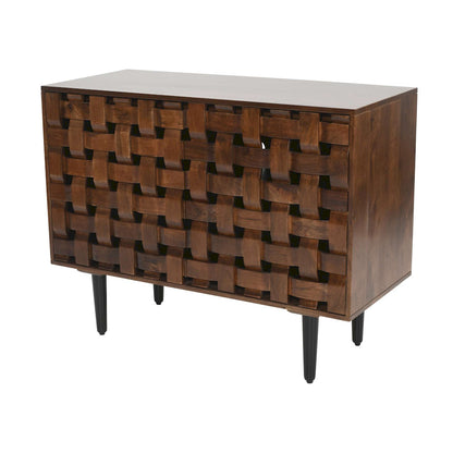 Jofran - Trent 42in Solid Wood Carved Modern Rustic Woven Sideboard Accent Cabinet with Storage - Natural Brown - 2387-42 view 2