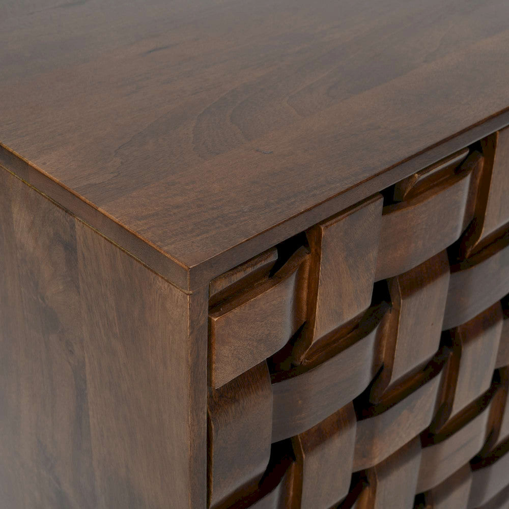 Jofran - Trent 42in Solid Wood Carved Modern Rustic Woven Sideboard Accent Cabinet with Storage - Natural Brown - 2387-42 view 6