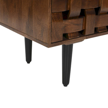 Jofran - Trent 42in Solid Wood Carved Modern Rustic Woven Sideboard Accent Cabinet with Storage - Natural Brown - 2387-42 view 7