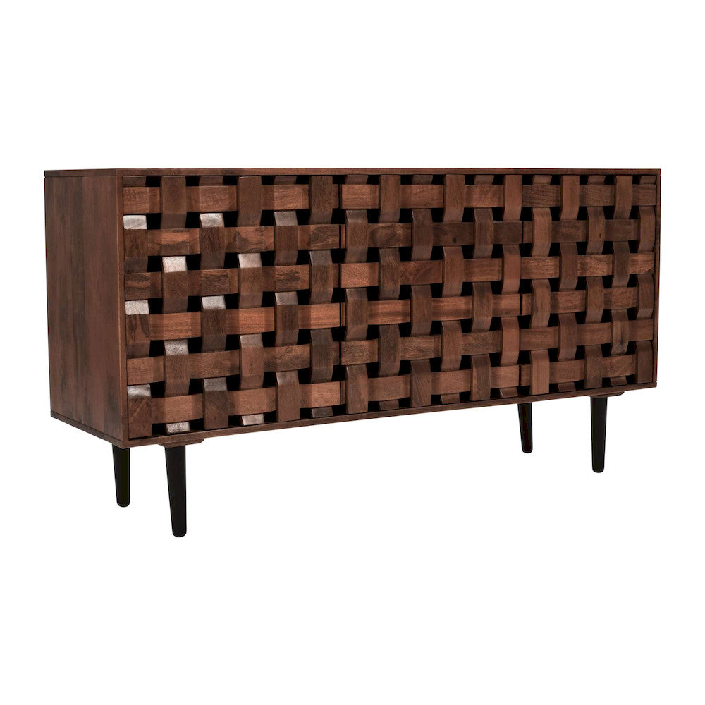 Jofran - Trent 60in Solid Wood Carved Modern Rustic Woven Sideboard Storage Cabinet - 2387-60 view 3