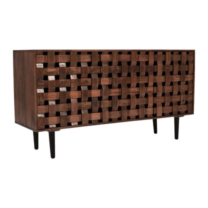 Jofran - Trent 60in Solid Wood Carved Modern Rustic Woven Sideboard Storage Cabinet - 2387-60 view 3