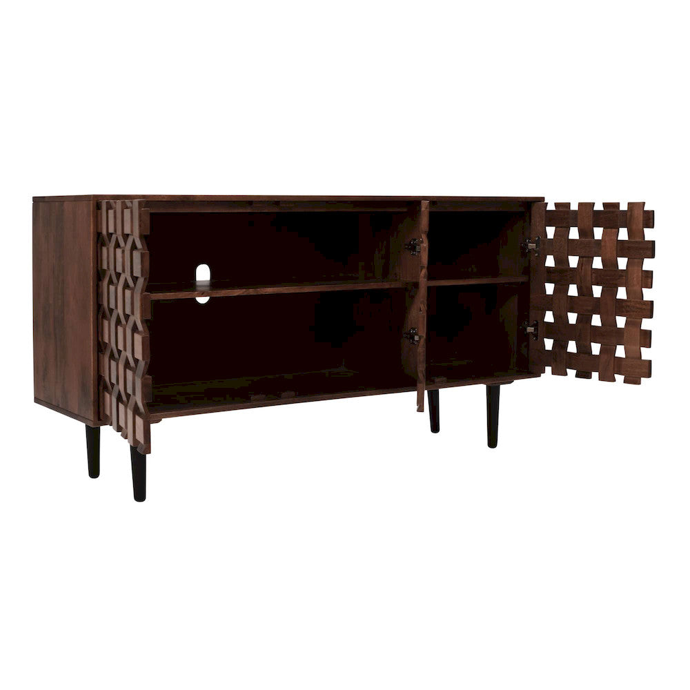 Jofran - Trent 60in Solid Wood Carved Modern Rustic Woven Sideboard Storage Cabinet - 2387-60 view 8