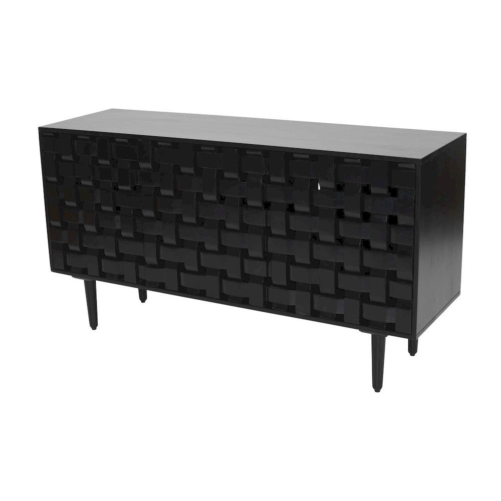 Jofran - Trent 60in Solid Wood Carved Modern Rustic Woven Sideboard Storage Cabinet - 2487-60 view 2