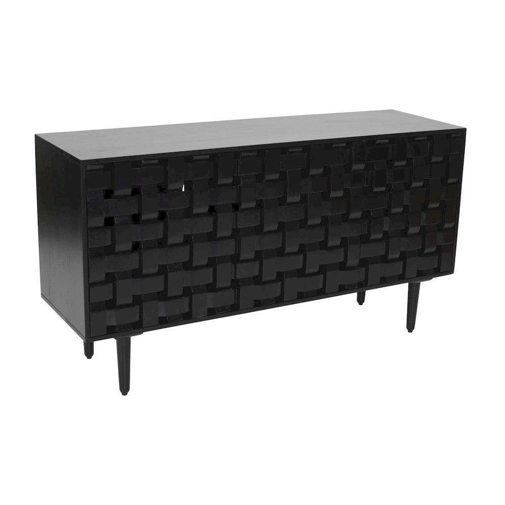 Jofran - Trent 60in Solid Wood Carved Modern Rustic Woven Sideboard Storage Cabinet - 2487-60 view 3
