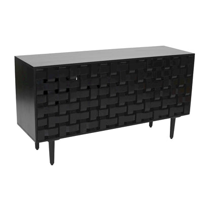 Jofran - Trent 60in Solid Wood Carved Modern Rustic Woven Sideboard Storage Cabinet - 2487-60 view 3