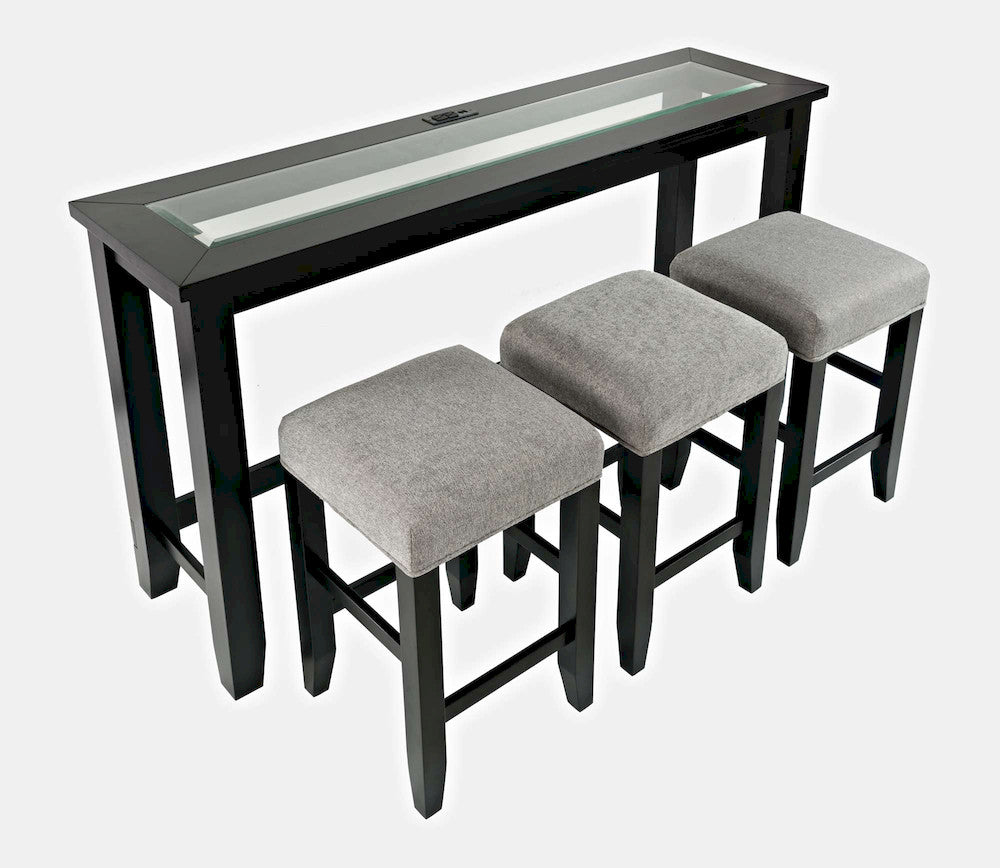 Jofran - Urban Icon 4 Piece Counter Height Dining Table Set with USB Charging - Black - 2001-66 view 2