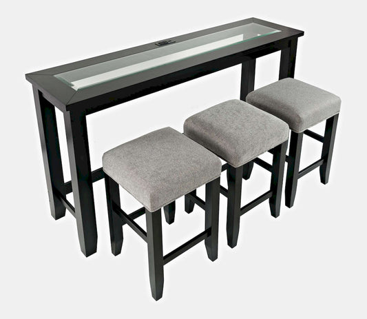 Jofran - Urban Icon 4 Piece Counter Height Dining Table Set with USB Charging - Black - 2001-66 view 2