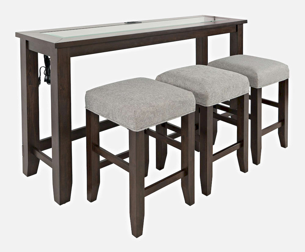 Jofran - Urban Icon 4 Piece Counter Height Dining Table Set with USB Charging - Merlot - 2002-66 view 2