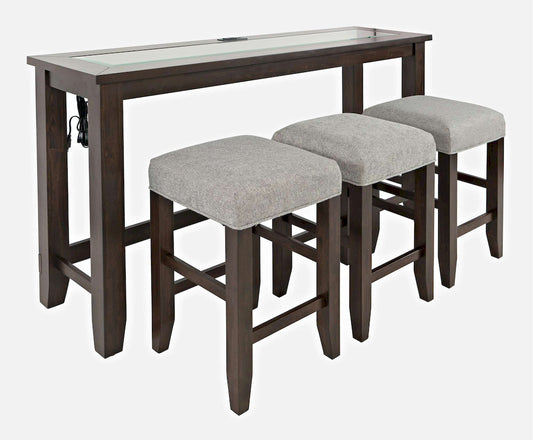 Jofran - Urban Icon 4 Piece Counter Height Dining Table Set with USB Charging - Merlot - 2002-66 view 2
