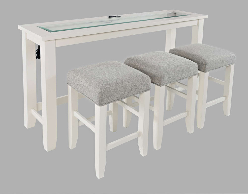 Jofran - Urban Icon 4 Piece Counter Height Dining Table Set with USB Charging - White - 2000-66 view 1