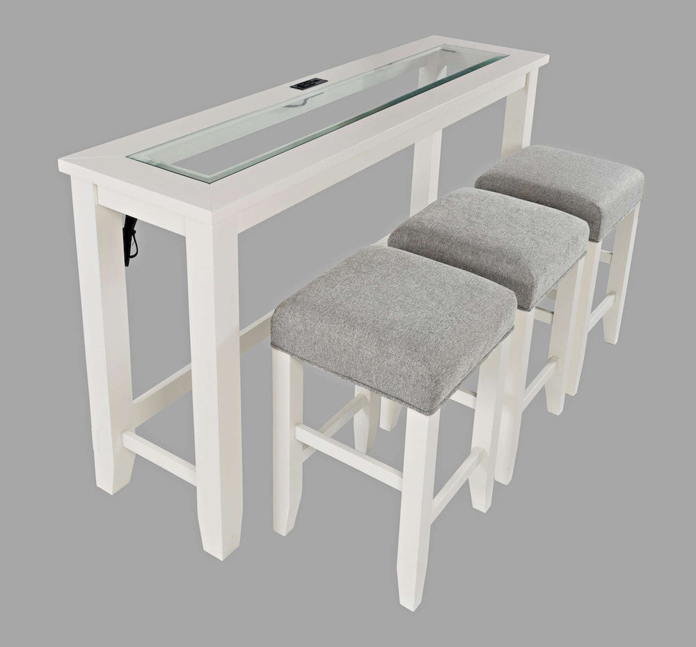 Jofran - Urban Icon 4 Piece Counter Height Dining Table Set with USB Charging - White - 2000-66 view 2