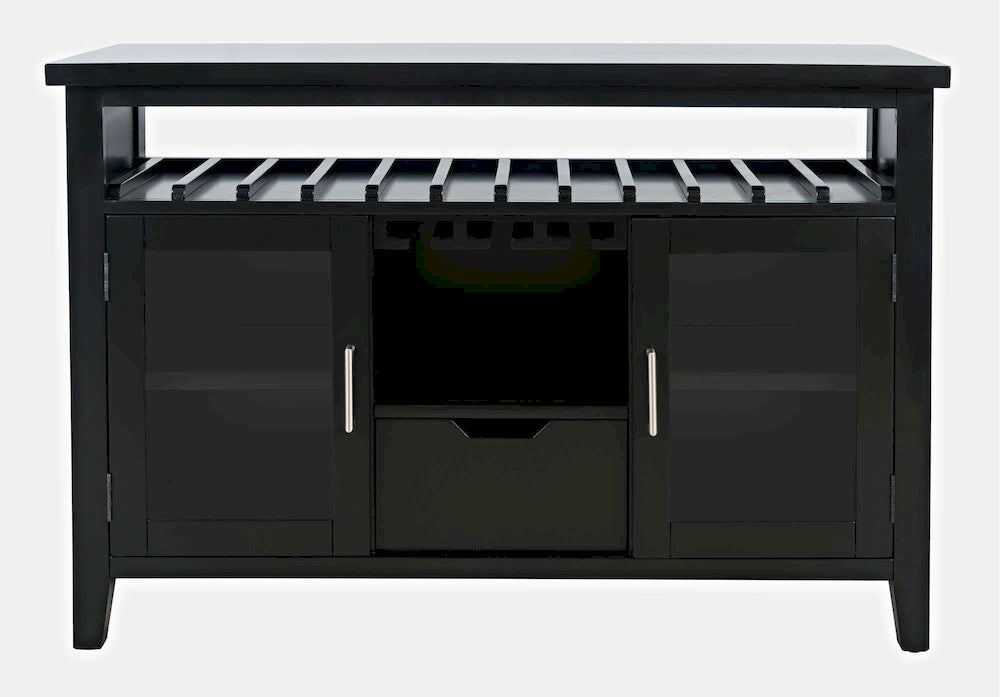 Jofran - Urban Icon 48in Buffet Server with Wine Rack and Stemware Rack - Black - 2004-48 view 1