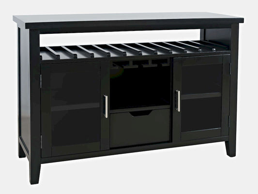 Jofran - Urban Icon 48in Buffet Server with Wine Rack and Stemware Rack - Black - 2004-48 view 2