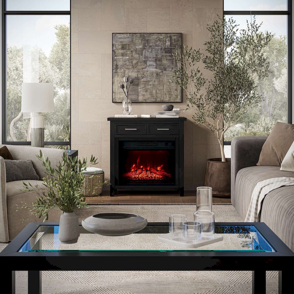 Jofran - Urban Icon Contemporary 32in Electric Fireplace Console TV Stand in Black - 2001-FP32 view 6