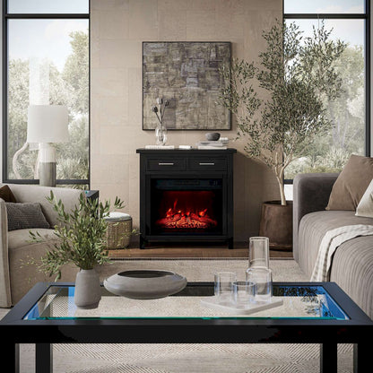 Jofran - Urban Icon Contemporary 32in Electric Fireplace Console TV Stand in Black - 2001-FP32 view 6