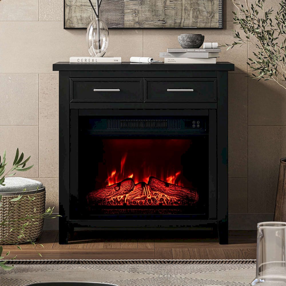 Jofran - Urban Icon Contemporary 32in Electric Fireplace Console TV Stand in Black - 2001-FP32 view 11