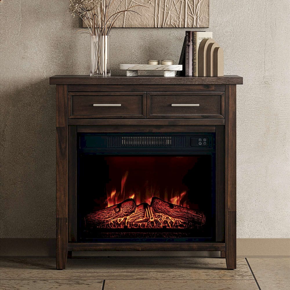 Jofran - Urban Icon Contemporary 32in Electric Fireplace Console TV Stand in Merlot Finish - 2002-FP32 view 10