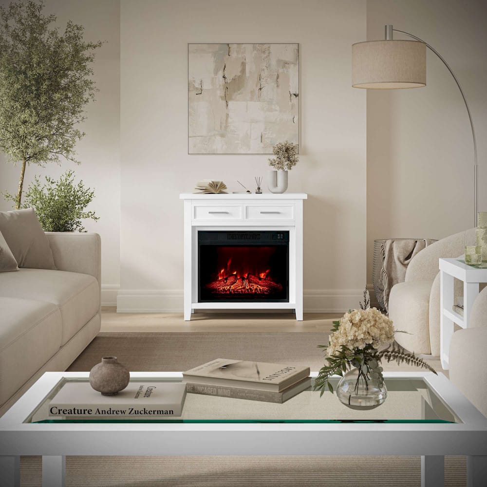 Jofran - Urban Icon Contemporary 32in Electric Fireplace Console TV Stand in White - 2000-FP32 view 5