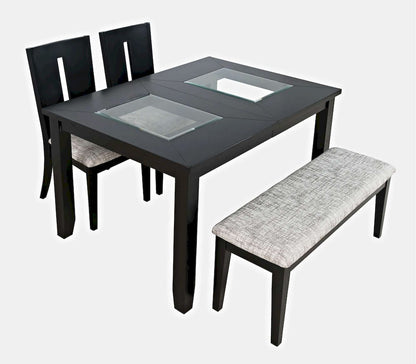 Jofran - Urban Icon Contemporary 66in Four-Piece Dining Set with Upholstered Chairs and Bench - 2004-66D-4 view 1