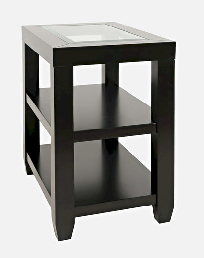 Jofran - Urban Icon Glass Inlay Chair Side End Table with Storage - Black - 2001-7 view 2