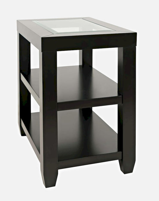 Jofran - Urban Icon Glass Inlay Chair Side End Table with Storage - Black - 2001-7 view 2