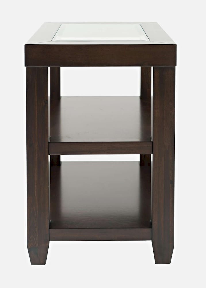 Jofran - Urban Icon Glass Inlay Chair Side End Table with Storage - Merlot - 2002-7 view 1