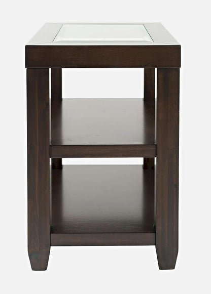 Jofran - Urban Icon Glass Inlay Chair Side End Table with Storage - Merlot - 2002-7 view 1
