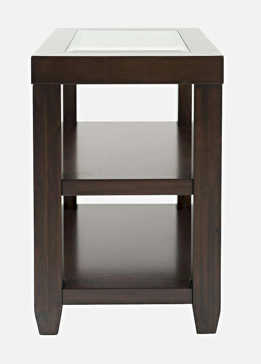 Jofran - Urban Icon Glass Inlay Chair Side End Table with Storage - Merlot - 2002-7 view 1