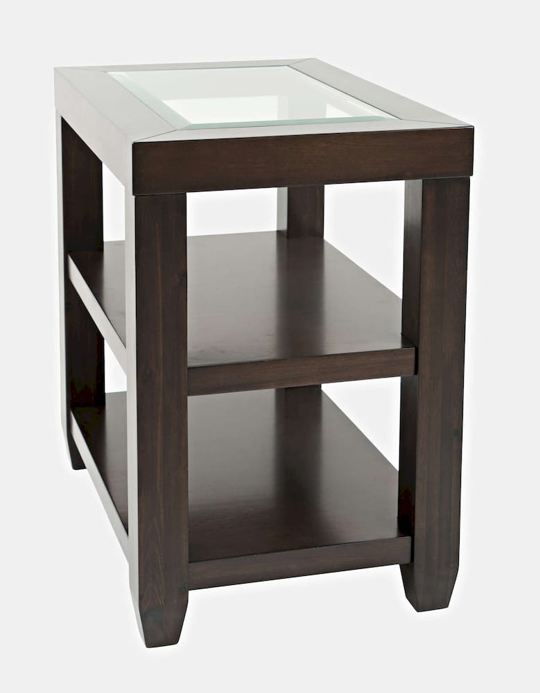 Jofran - Urban Icon Glass Inlay Chair Side End Table with Storage - Merlot - 2002-7 view 2