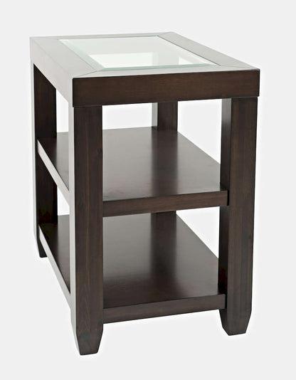 Jofran - Urban Icon Glass Inlay Chair Side End Table with Storage - Merlot - 2002-7 view 2