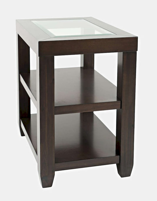 Jofran - Urban Icon Glass Inlay Chair Side End Table with Storage - Merlot - 2002-7 view 2